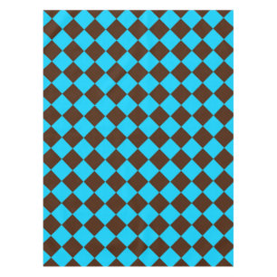Blauw Bruin Diamant Dambord Patroon Tafelkleed