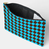Blauw Bruin Diamant Schachbrett Patroon Groot Etui (Open)