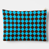 Blauw Bruin Diamant Schachbrett Patroon Groot Etui (Achterkant)