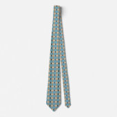Blauw bruin en beige diamantpatroon stropdas (Voorkant)