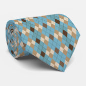 Blauw bruin en beige diamantpatroon stropdas (Opgerold)