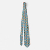 Blauw bruin en beige diamantpatroon stropdas (Achterkant)