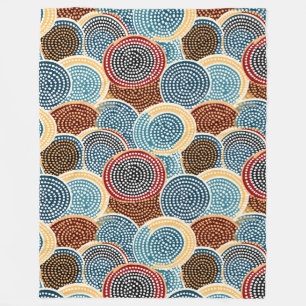 Blauw, Bruin en Cream Cirkel Dot Patroon Fleece Deken