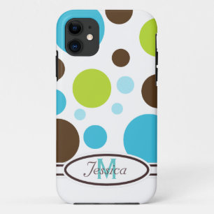 Blauw, bruin en groen monogram iPhone 5 hoesje