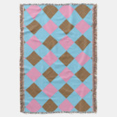 Blauw, bruin en roze patroon deken (Voorkant Verticaal)
