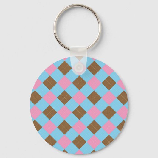 Blauw, bruin en roze patroon sleutelhanger (Voorkant)