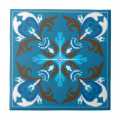 Blauw, bruin en wit Azulejo Tegeltje (Voorkant)