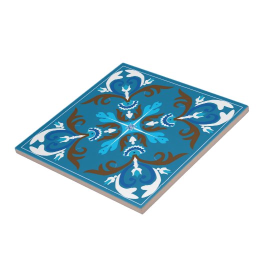 Blauw, bruin en wit Azulejo Tegeltje (Zijkant)