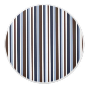Blauw bruin en wit gestreepte jongens ladekast keramische knop