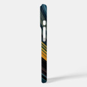 Blauw, Bruin & Geel Aangepaste Naam Gebogen Streep Case-Mate iPhone Case (Achterkant / Links)