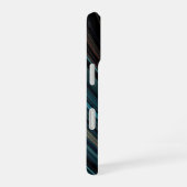 Blauw, Bruin & Geel Aangepaste Naam Gebogen Streep iPhone 16 Hoesje (Rechterkant)
