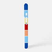 Blauw Bruin & Gele Strepen Monogram Telefoonhoes iPhone 16 Hoesje (Linkerkant)