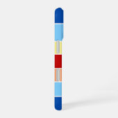 Blauw Bruin & Gele Strepen Monogram Telefoonhoes iPhone 16 Hoesje (Rechterkant)