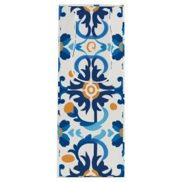 Blauw & Bruin Geplakte Wijn Gift Bag Wijn Cadeautas