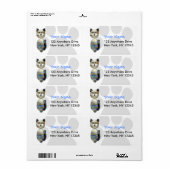 Blauw Bruin Glas Kralen Kat Etiket (Full Sheet)