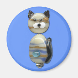 Blauw Bruin Glas Kralen Kat Magneet