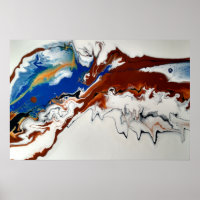 Blauw Bruin Goud Marmer Abstracte Vloeibare Kunst