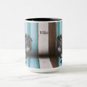 Blauw Bruin Grappig 50e Hond Close Up Mok (Midden)