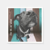 Blauw Bruin Grappig 50e Hond Close Up Servet (Voorkant)
