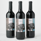 Blauw Bruin Grappig 50e Hond Close Up Wijn Etiket (Flessen)