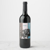 Blauw Bruin Grappig 50e Hond Close Up Wijn Etiket (Voorkant)