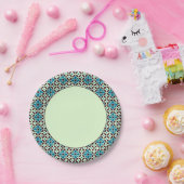  blauw bruin groen barcelona ster geometrisch papieren bordje (Feest)