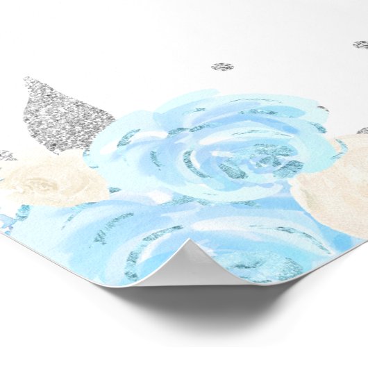 Blauw Bruin Haar Meisje Verjaardagsfeestje Welkom Poster (Hoek)