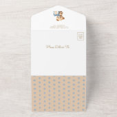 Blauw Bruin Hete Luchtballon Teddy Bear Baby showe All In One Uitnodiging (Buitenkant)