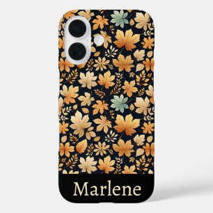 Blauw bruin ivoor herfstbladeren iPhone 16 hoesje