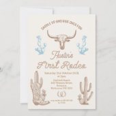 Blauw Bruin Jongens Eerste Rodeo 1e Verjaardag Kaart (Voorkant)