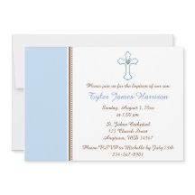 Blauw Bruin Kruis Baby Jongen Doop / Doop