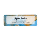 Blauw bruin marmer fluid Art, speciaal label (Voorkant)