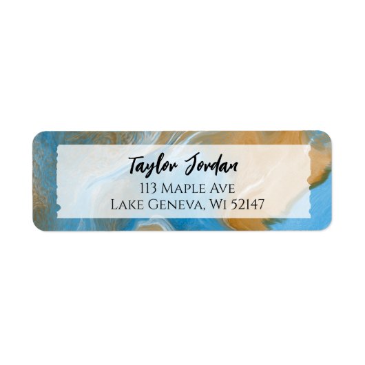 Blauw bruin marmer fluid Art, speciaal label (Voorkant)