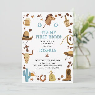 Blauw bruin mijn eerste rodeo cowboy 1 verjaardag  kaart