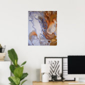 Blauw Bruin Modern Hedendaags Abstracte Kunst Poster (Thuiskantoor)