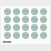 Blauw & Bruin Monogram D-Sticker Ronde Sticker (Vel)