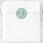 Blauw & Bruin Monogram J-Sticker Ronde Sticker (Tas)