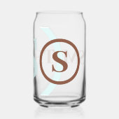 Blauw Bruin Monogram Naam Blikvorm Glas (Achterkant)
