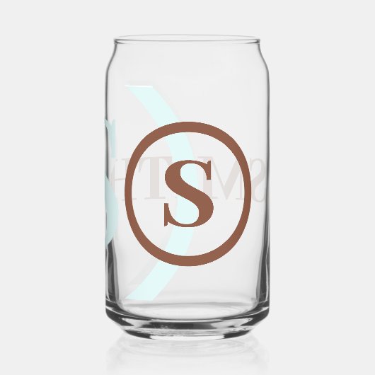 Blauw Bruin Monogram Naam Blikvorm Glas (Achterkant)