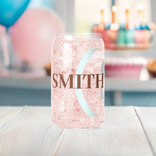 Blauw Bruin Monogram Naam Blikvorm Glas