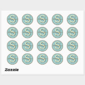 Blauw & Bruin Monogram S-Sticker Ronde Sticker (Vel)