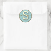 Blauw & Bruin Monogram S-Sticker Ronde Sticker (Tas)