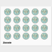 Blauw & Bruin Monogram W-Sticker Ronde Sticker (Vel)