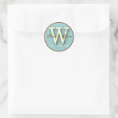 Blauw & Bruin Monogram W-Sticker Ronde Sticker (Tas)
