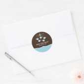 Blauw & Bruin Olifant Mobiel Baby shower Ronde Sticker (Envelop)