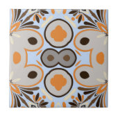 Blauw bruin Oranje boho Etnische Geometrische Patr Tegeltje (Voorkant)