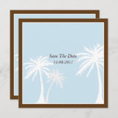 Blauw/bruin palmbomen Weddenschap Bewaar de datum Save The Date (Voorkant / Achterkant)