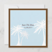 Blauw/bruin palmbomen Weddenschap Bewaar de datum Save The Date (Voorkant)