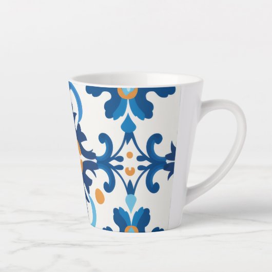Blauw & Bruin Patroon Espresso Cup Latte Mok (Rechts)
