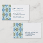 Blauw bruin patroon Golf instructeur visitekaartje (Voorkant / Achterkant)